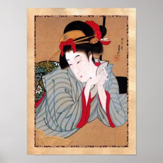 Cool oriental japanese classic geisha lady art print