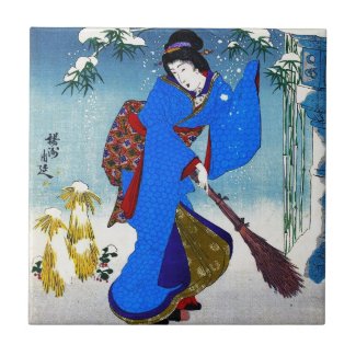Cool oriental japanese classic geisha lady art ceramic tile
