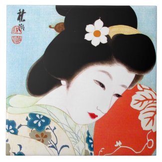 Cool oriental japanese classic geisha lady art ceramic tile