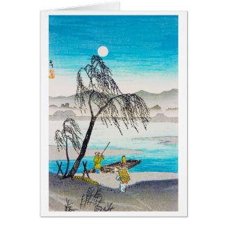 Cool oriental japanese classic river scenery art cards