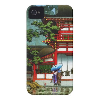 Cool oriental japanese classic temple rain art iPhone 4 cover