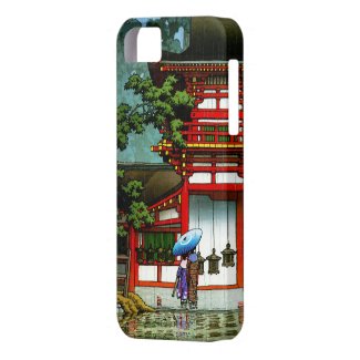 Cool oriental japanese classic temple rain art iPhone 5 case