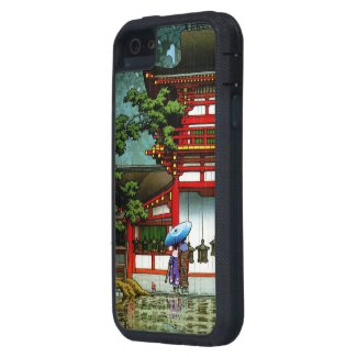 Cool oriental japanese classic temple rain art iPhone 5 case