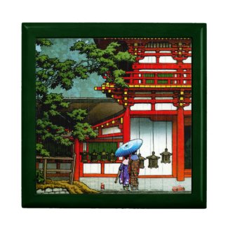 Cool oriental japanese classic temple rain art keepsake box