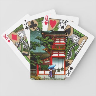 Cool oriental japanese classic temple rain art bicycle card decks
