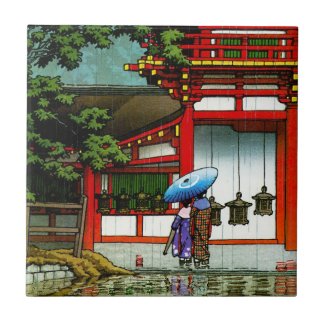 Cool oriental japanese classic temple rain art tiles