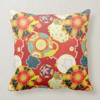 Cool oriental japanese colourful pattern throw pillow