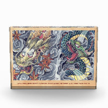 Cool oriental japanese dragon god tattoo storm acrylic award