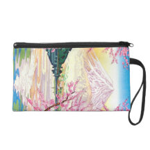 Cool oriental japanese Fuji spring cherry tree art Wristlet Purse
