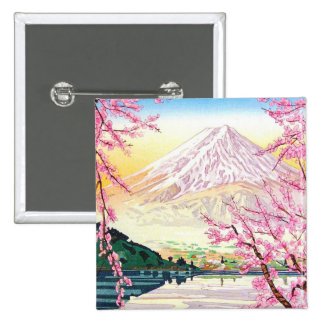 Cool oriental japanese Fuji spring cherry tree art Pin