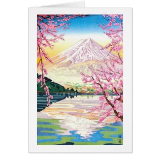 Cool oriental japanese Fuji spring cherry tree art Cards