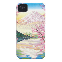 Cool oriental japanese Fuji spring cherry tree art iPhone 4 Case-Mate Case