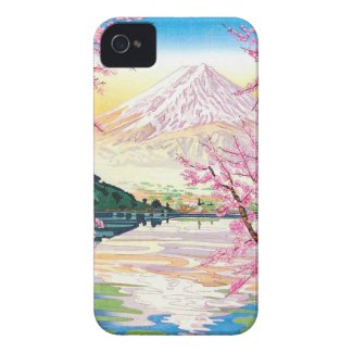 Cool oriental japanese Fuji spring cherry tree art iPhone 4 Case-Mate Case
