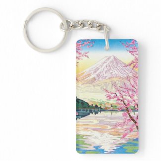 Cool oriental japanese Fuji spring cherry tree art Acrylic Keychains