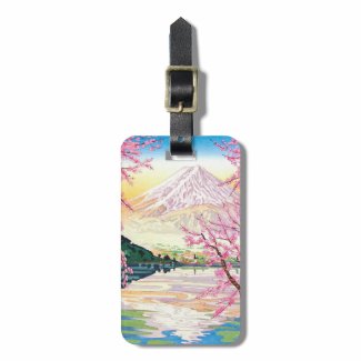 Cool oriental japanese Fuji spring cherry tree art Tags For Luggage