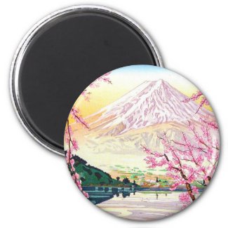 Cool oriental japanese Fuji spring cherry tree art Refrigerator Magnet