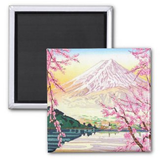 Cool oriental japanese Fuji spring cherry tree art Refrigerator Magnet