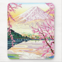 Cool oriental japanese Fuji spring cherry tree art Mouse Pads