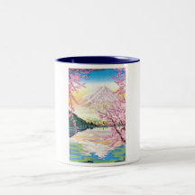 Cool oriental japanese Fuji spring cherry tree art Coffee Mugs