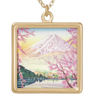 Cool oriental japanese Fuji spring cherry tree art Necklaces