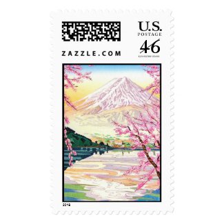 Cool oriental japanese Fuji spring cherry tree art Postage Stamp