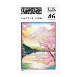 Cool oriental japanese Fuji spring cherry tree art Postage Stamp