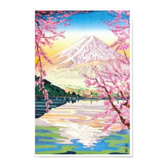 Cool oriental japanese Fuji spring cherry tree art Poster