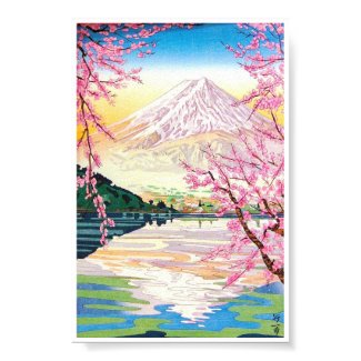 Cool oriental japanese Fuji spring cherry tree art Poster