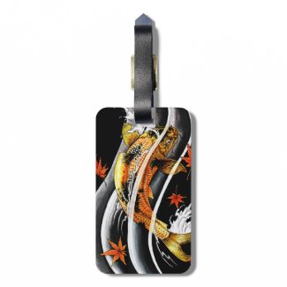 Cool oriental japanese Gold Lucky Koi Fish tattoo Luggage Tags