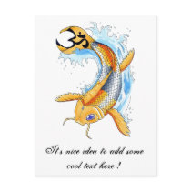 Cool Oriental Japanese Gold Lucky Koi tattoo Postcard