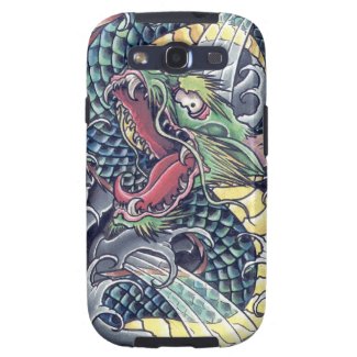 Cool oriental japanese green dragon god tattoo art samsung galaxy s3 cover