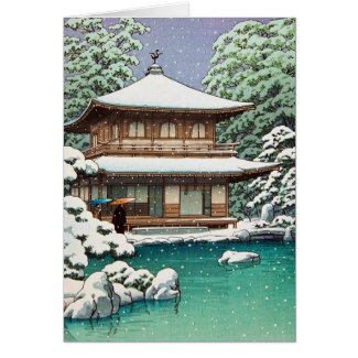 Cool oriental japanese Hasui Kawase winter scene Cards