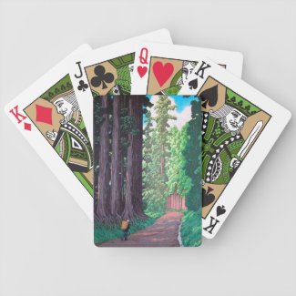Cool oriental japanese Hasui Road to Nikko forest Poker Cards