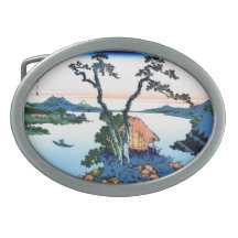 Cool oriental japanese Hokusai Fuji View landscape Belt Buckles