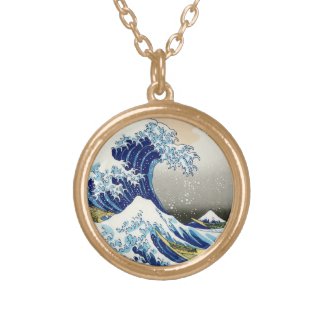 Cool oriental japanese Hokusai Fuji View landscape Custom Necklace