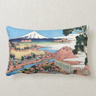 Cool oriental japanese Hokusai Fuji View landscape Pillow