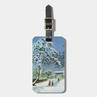 Cool oriental japanese honmonji temple in snow bag tags