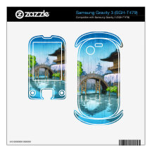 Cool oriental japanese Kameido shrine rain lake Samsung Gravity 3 Decals