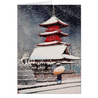 Cool oriental japanese Kawase winter scenery art Cards