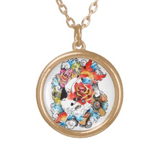 Cool Oriental Japanese Koi Carp Fish Flowers Custom Necklace