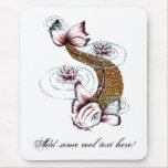 Cool Oriental Japanese Koi Carp Fish Pink Lotus Mouse Pad