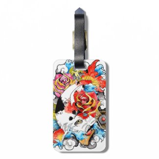 Cool Oriental Japanese Koi Carp Fish Rose Luggage Tags