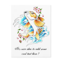 Cool Oriental Japanese Koi Carp Fish Water tattoo Post Cards