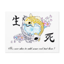 Cool Oriental Japanese Koi Carp Life Death Postcards