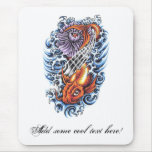 Cool Oriental Japanese Koi Carp purple Lotus Mouse Pads