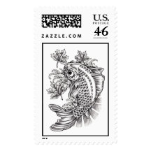 Cool Oriental Japanese Koi Fish Carp tattoo Stamp