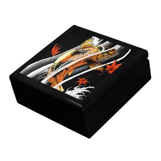 Cool Oriental Japanese Koi Lucky Carp Water Ink Jewelry Box