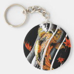 Cool Oriental Japanese Koi Lucky Carp Water Ink Keychains