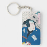 Cool oriental japanese kunichika samurai art rectangular acrylic keychains