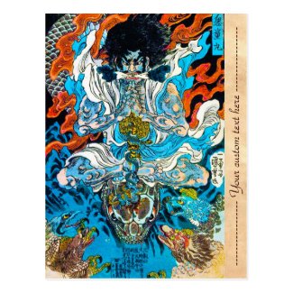 Cool oriental japanese legendary warrior samurai postcard